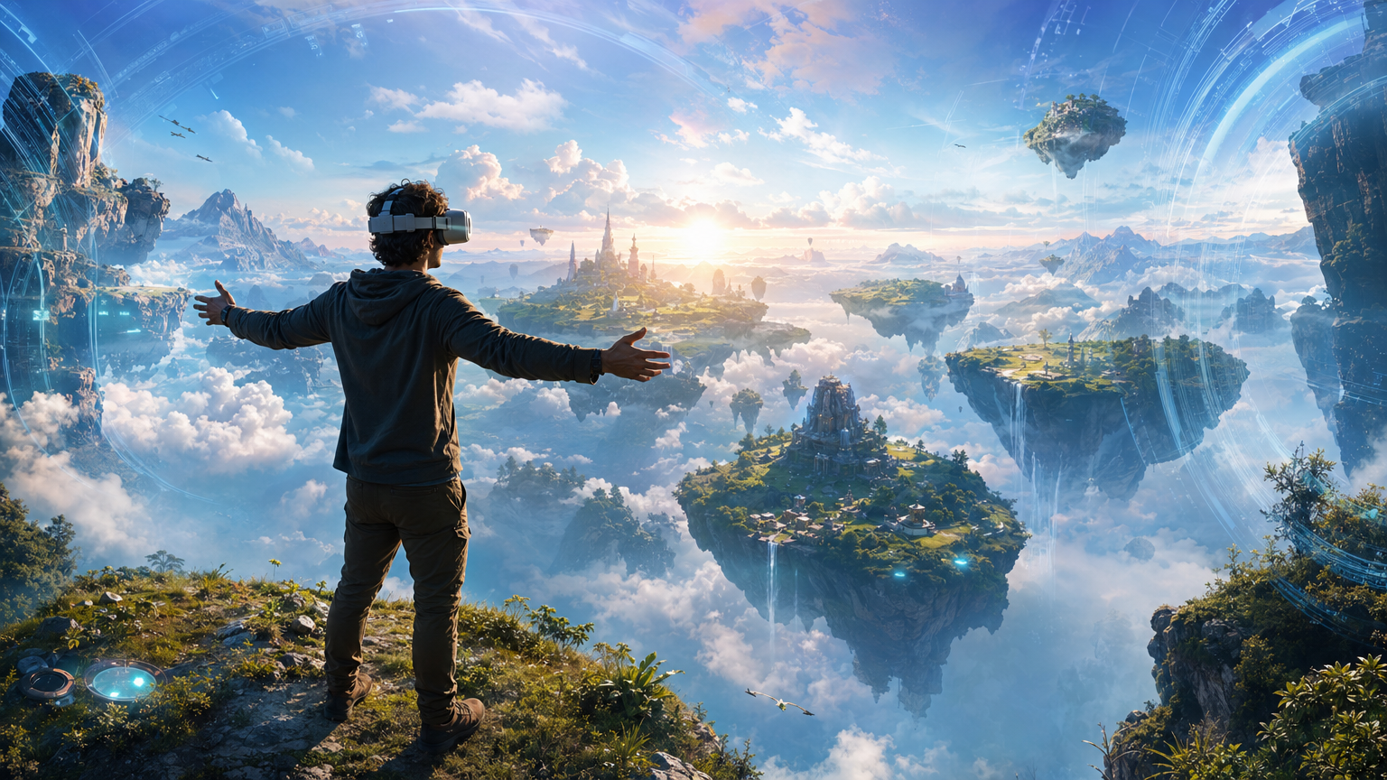 Person in an immersive VR environment